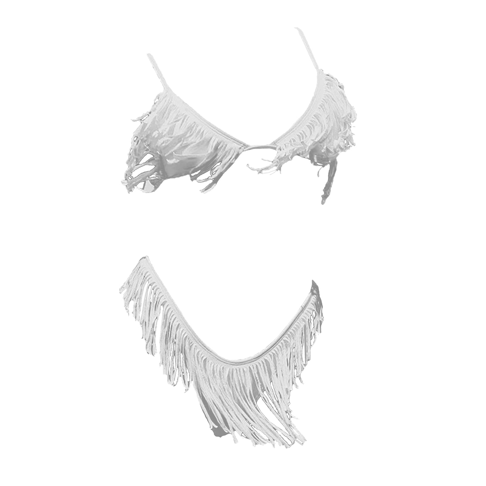 Tassel Bikini Set Push Up Top Swimwear Costume Travel Bathing Suit White XL-image-48