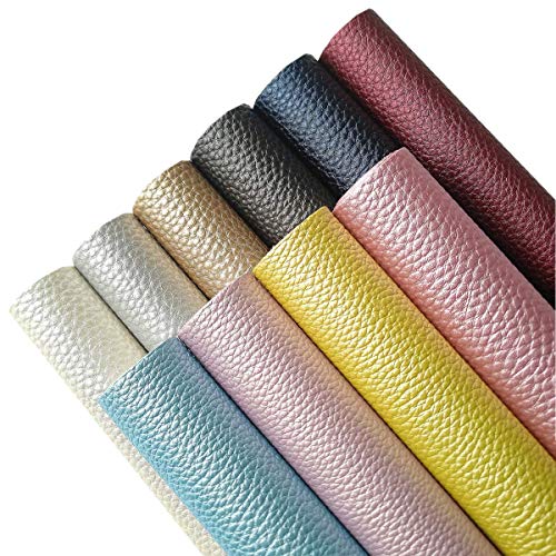 AOUXSEEM Vivid Shiny Faux Leather Sheets for Earrings Bows Jewelry Making, PU Pearlescent Gloss Fabric Bundle Cotton Back, 8.2 x 11.8 inch(21 x 30cm) (10 pcs, Assorted)