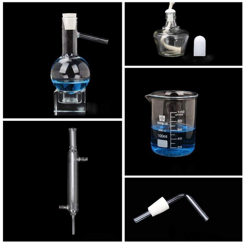 Distillazione Unità Set Vetreria da laboratorio Scienza industriale Distillatore Pura purificazione di rugiada Produzione di oli essenziali Distillato di alcol Distillato Filtro per acqua Attrezzature