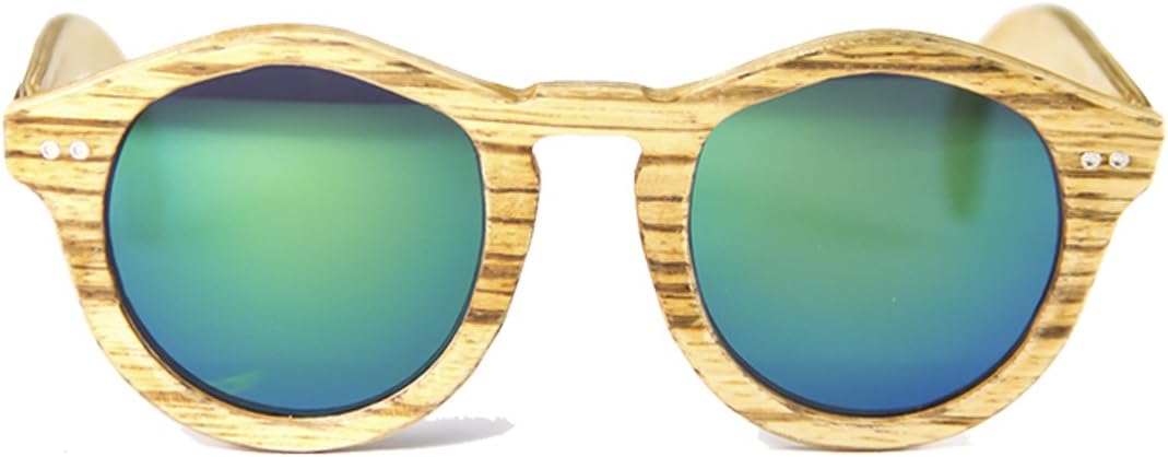 Sunglasses wooden"forest zebrano" green mirror lens of Feler (cebruno, verde)