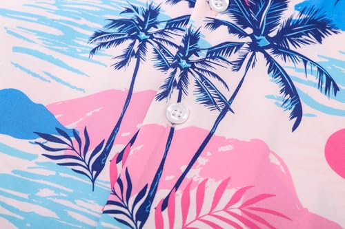 Image of Betusline Girls' and Womens' Hawaiian Shirt Blouse Button Down Beach Shirts | Casual breathable and comfortable Short Sleeve V-Neck Floral Tropical Blouse