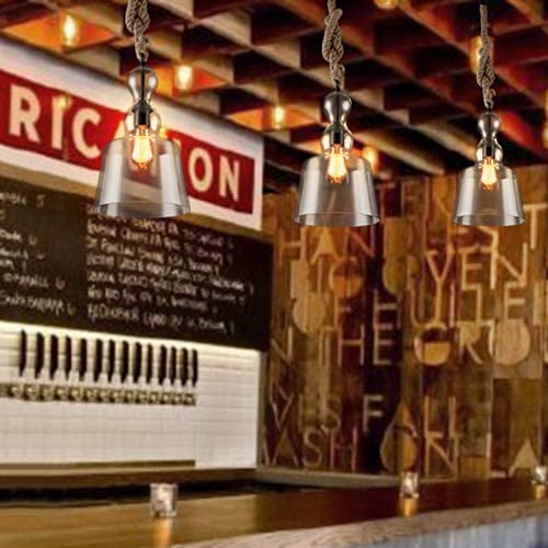 Lustre de cuisine en verre et corde pour îlot central et bar