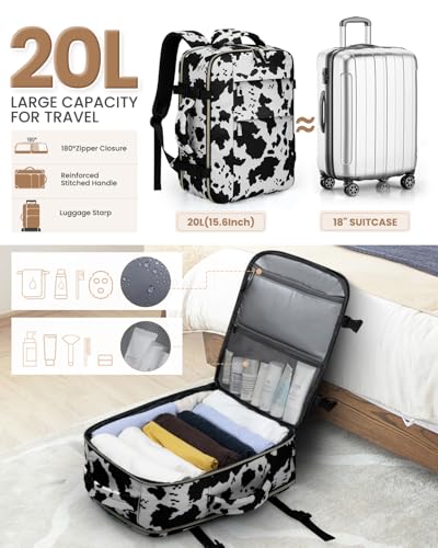 Travel Backpack for Women Man, Waterproof Personal Item Travel Bag Airline Approved Laptop Backpack Weekender bags Bookbag for Business,Travel, Work Fits 15.6 inch Laptop(Medium,Cowprint)3