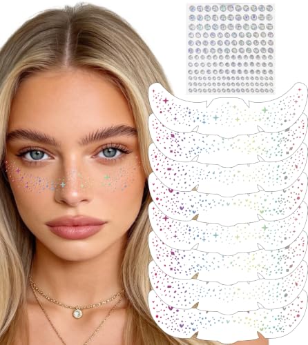Glitter Freckles Face Tattoo Silver Glitter Freckles Face Tattoo Holographic Sparkle Freckles Temporary Tattoo Stickers Makeup Patches Rave Festival Carnival Accessories Waterproof Long Lasting