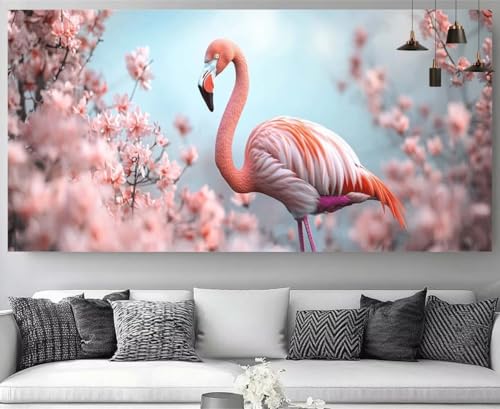 Broderie diamant flamant rose XXL pour décorer un salon | Kit de peinture diamant 5D adulte et enfant