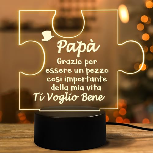 Regali per Papà per Tutte le Occasioni: La luce notturna è un regalo speciale personalizzato lampada per papà per molte occasioni. Può essere un regalo papa natale, un regalo papa compleanno per papà originale utile, un festa del papa idee regalo, un regalo per papà da figlia e figlio, un idee regalo uomo natale, un regalo per il Ringraziamento e un regalo quotidiano per papà. Dite a papà quanto è importante per voi.
