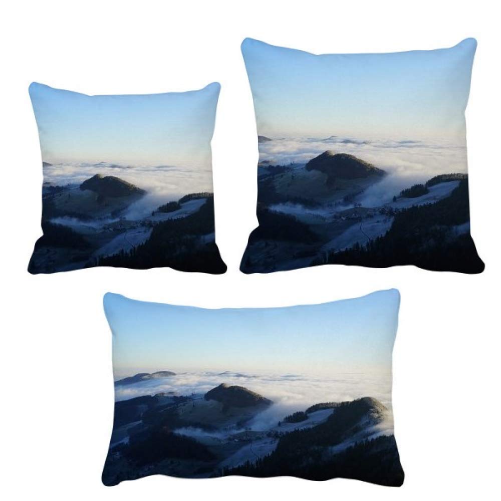 Parure de coussin motifs nuages de montagne pour décoration de salon et chambre