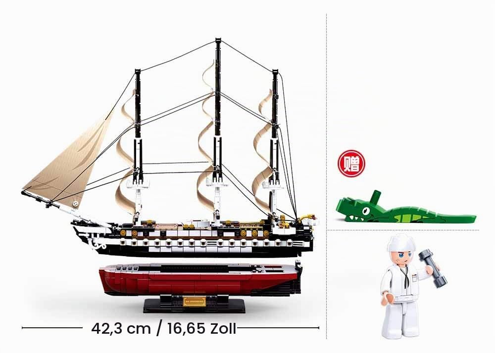 Sluban Klemmbausteine Fregatte (1118 Teile) [M38-B0836], Spielset, Klemmbausteine, Schifffahrt, mit Spielfigur, Verschiedenes, Mehrfarbig, SL95706