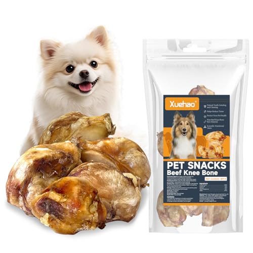 Xuehao Natural Beef Knee Cap Bones for Dogs Cow Knee Caps Long Lasting Natural Dog Bones4 Pack for Small Large and Medium Breed Dogs Long-Lasting Chews Protect Your Dogs Teeth(01)