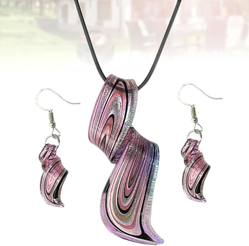 Miniatura 9 de Holibanna Aretes y collares en forma de espiral con colgante de cristal, joyería colgante, regalo para mujer, collar bohemio, aretes colgantes