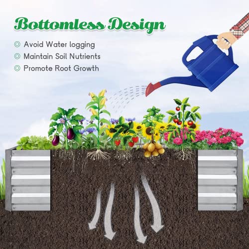 Galvanized Garden Bed Outdoor Raised Garden Bed For Vegetables Flowers And Herbs Planting Boxes Metal Planter Boxes Large Galvanized Steel Raised Bed Kit 6X3X1Ft Planter Raised Beds #TOP5