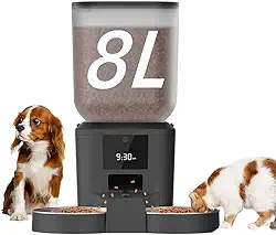 NEWPET Alimentador Automático Pet, 8L Comedouro para Caes Automaticodog Feeder,Comedouro Automático para Gatos, Até 50 Porções, 6 Refeições por Dia