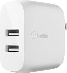 Belkin Double USB chargeur 24W (Double USB Chargeur mural pour iPhone 13, 12, 11, Pro, Pro Max, Mini, iPadS, 20, S20+, S20 Ultra, Pixel 4, Plus) USB-A Chargeur blanc