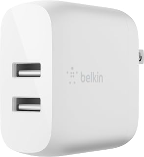Belkin WCB002dqWH Dual-Wall Charger USB-A Boost Charge, 24 W, White Price In India