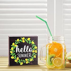 Jetec Hello Summer Wooden Sign Lemon Wreath Sign Summer Wood Farmhouse Sign for Home, Kitchen Room Rustic Decoration Jetec Hello Summer Wooden Sign Lemon Wreath Sign Summer Wood Farmhouse Sign for Home Kitchen Room Rustic Decoration