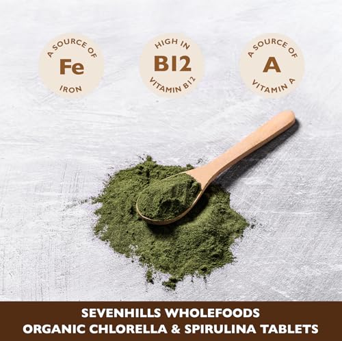Sevenhills Wholefoods Organic Chlorella & Spirulina Tablets 500mg, Pack of 360, 180g - Image 3
