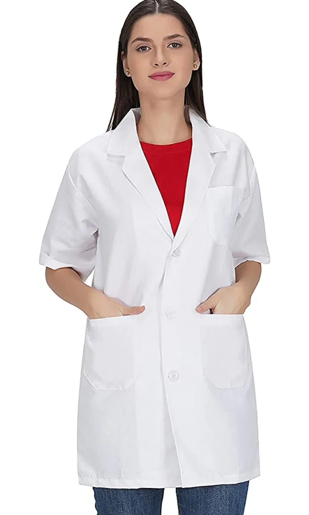 N.C UNISEX LABCOAT FOR COLLEGE AND SCHOOL STUDENTS (POLLYCOTTON) 3 POCKETS HALF SLEEVE
