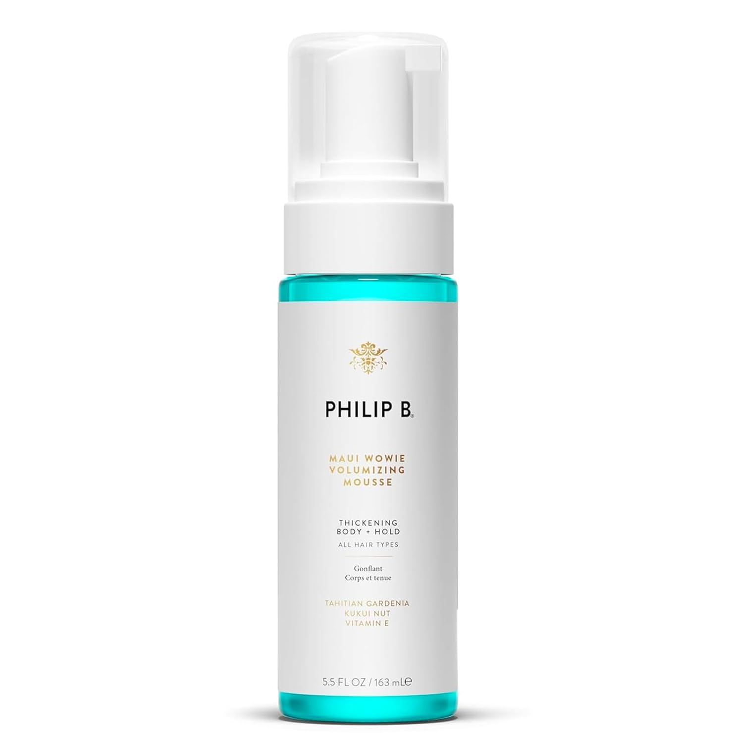 PHILIP B Maui Wowie Volumizing Mousse, 5.5 fl. oz. (163 ml) – For Thickening Body + Hold, Boost Volume & Add Lift at Roots, Never Stiff or Sticky