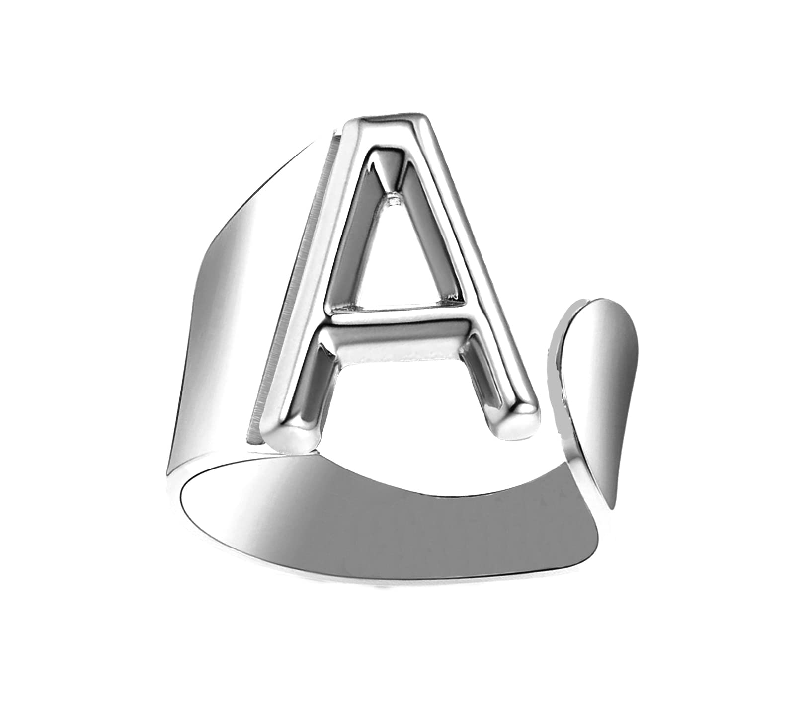 Only faithAnillos de letras iniciales acero inoxidable ajustable, Anillos abiertos de letras para mujer, joyería de moda