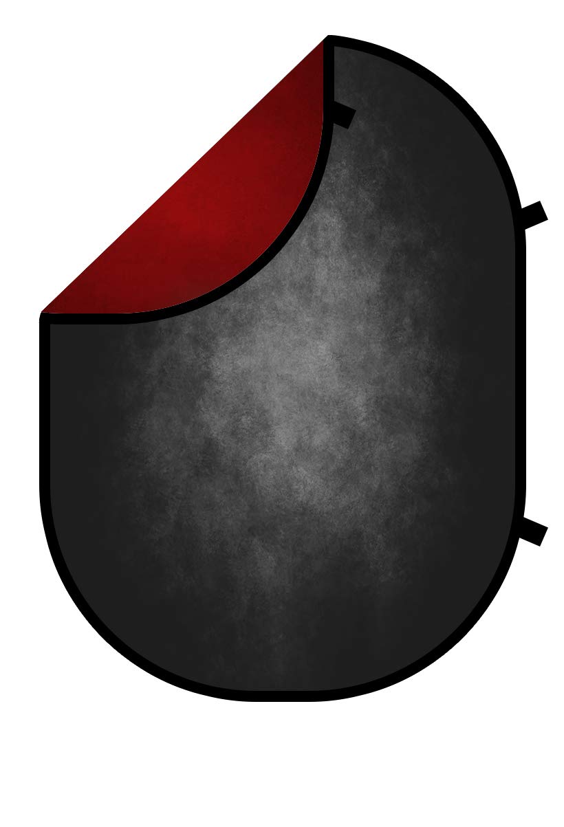 Kate 5x6.5ft(1.5x2m) Collapsible Backdrop Red Black Texture Pop up Backdrops Abstract Reversible Portrait Photography Backgrounds for Photo Video Meeting