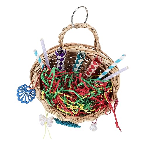 HEMOTON Papageien Kauspielzeug Fünfzackstern Vogelspielzeug Hängend für Käfig Interaktives Futterspielzeug für Nahrungsbeschaffung Attraktiv und Farbenfroh für Kleine