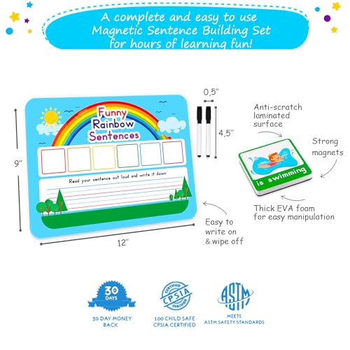 110 PCS Sentence Building Kit for Kids, Speech Speak Spell Games, Word Building Magnets, Speech Therapy Toys for Toddlers, Reading Games for Kids, Learn to Read, Reading Manipulatives - Simply Magic