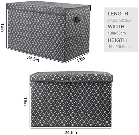 Kids Toy Box Chest Organizer Bins for Boys Girls, Large Fabric Collapsible Storage Basket Container with Flip-Top Lid & Handles for Clothes,Blanket,Nursery,Playroom,Bedroom, 24.5”x13”x16” (Gray) 6 51AW3bL+fkL. AC