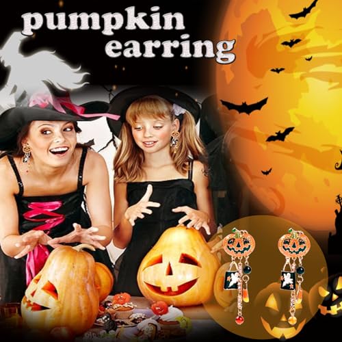 Halloween Pumpkin Earrings for Women Long Tassels Smiling Face Pumpkin Inlaid rhinestones Drop Earrings Halloween Jewelry2