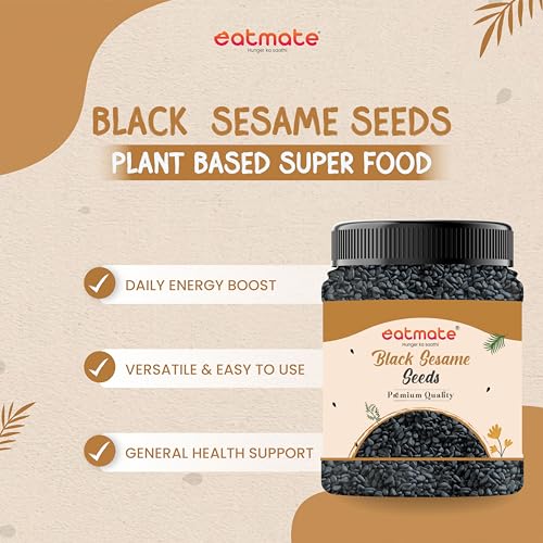 Image of Eatmate Premium Black Sesame Seeds 250 g | Raw Kala Til Seeds for Eating, Cooking & Baking | Nutrient Rich Indian Spice | Pure Natural Black Til | High Calcium & Antioxidants Whole Sesame
