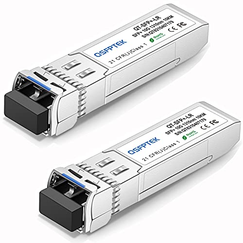 Image of QSFPTEK 10GBASE-LR SFP Module, SFP+ 1310nm 10km Duplex LC SMF DOM Optical Networking Transceivers, MINI GBIC Compatible SFP-10G-LR, and Other Open Switch, 2pc