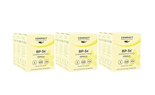 Compact Provisions BP-5s Vanilla Paquete de 12 suministros de alimentos de emergencia y raciones de supervivencia no perecederas para kits de