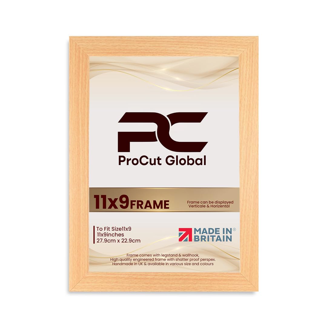 Procut Global 11X9 Country Pine Picture Frames - Modern Wooden Photo Frame with Shatterproof Perspex for Wall or Tabletop - Perfect for Posters, Certificates, Prints - Sizes & Colors Available