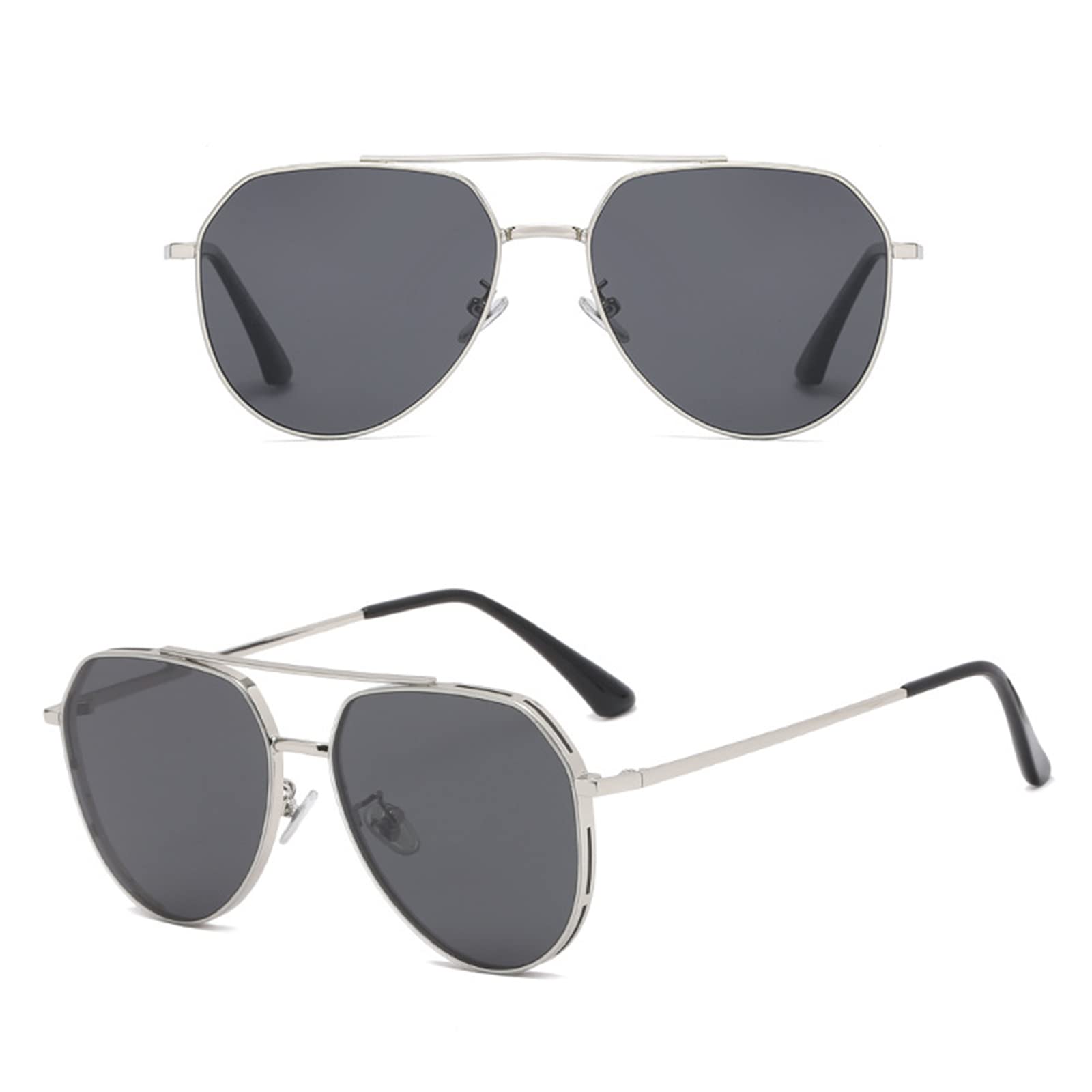 Occhiali da Sole da Uomo Polarizzati, Occhiali da Sole Donna, HD Vision Glasses Unisex-Adulto per la Guida, la Pesca, L'Escursionismo e Lo Sport,Black Lens And Silver Frame
