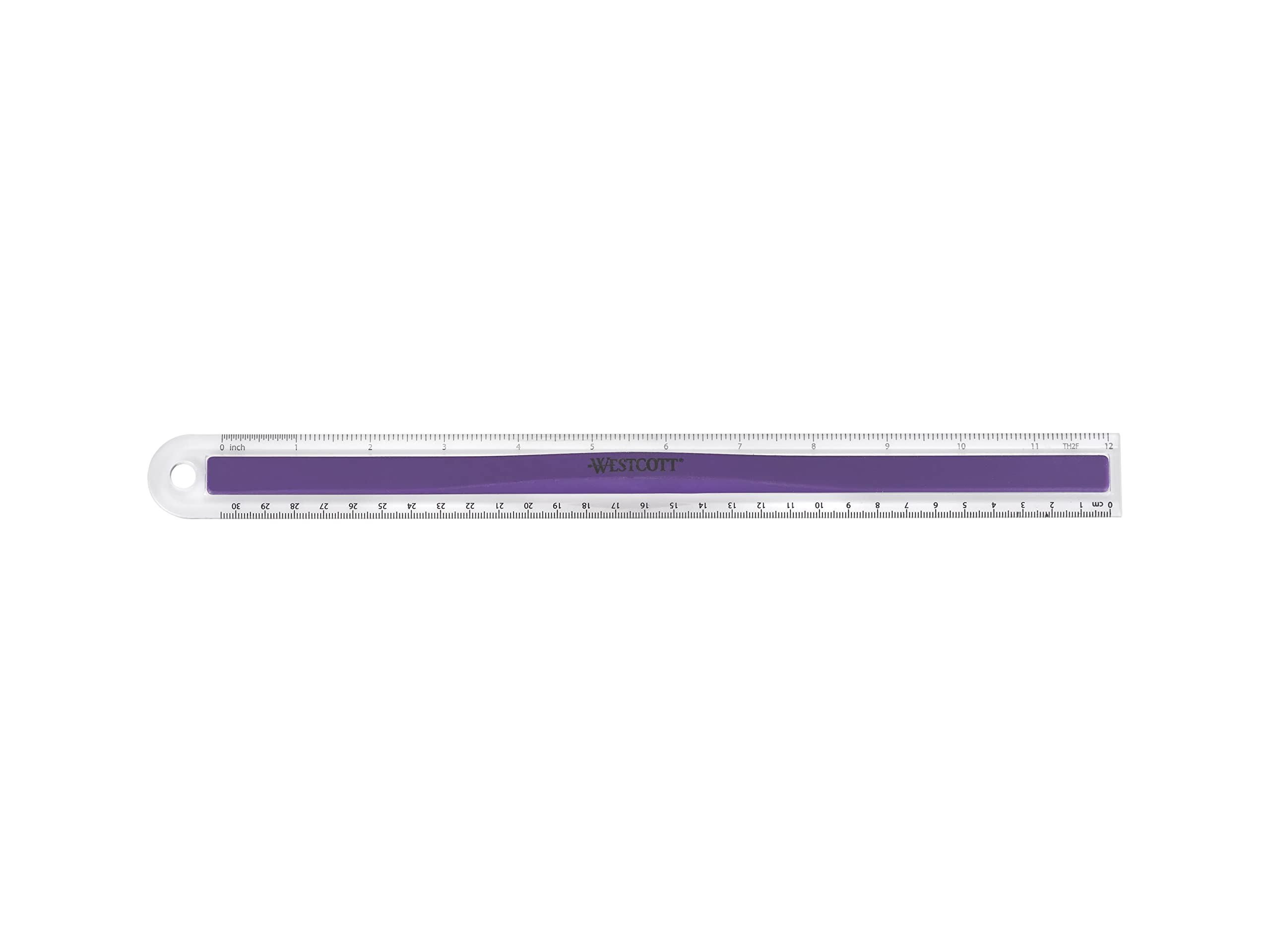 Westcott Plastic Ruler with Rubber Finger Grip, 12-Inch, Assorted Translucent (15501) - Image 2