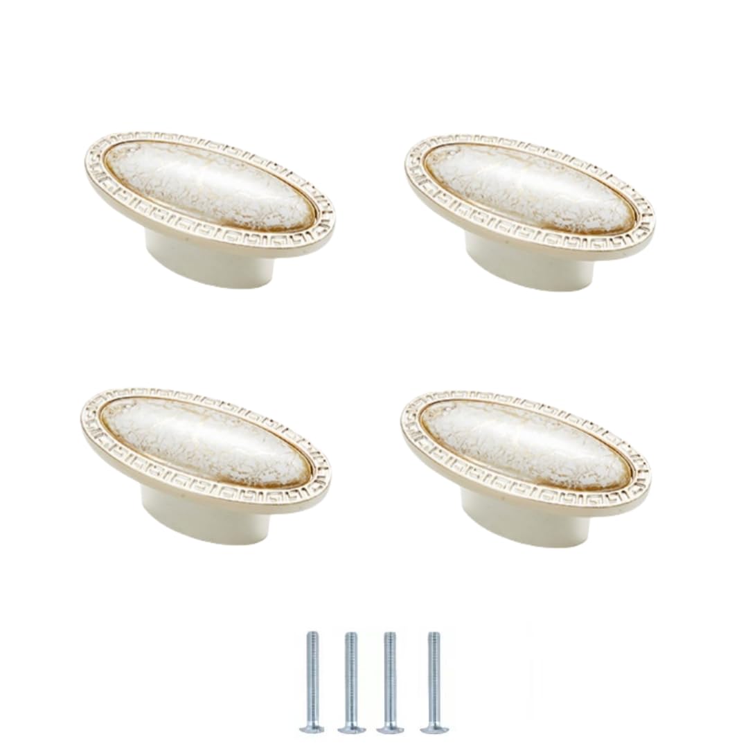 LQZAXSRDR Ceramic Cupboard Drawer Handle Knobs, Ceramic Door Knobs Cabinet Handle Pack of 4 Ivory White Single Hole 96mm/128mm(Single Hole)