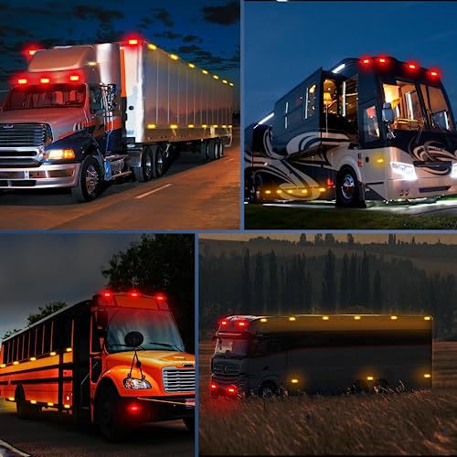 Image of Nilight Double Bullseye Marker Light 14PCS Red Amber 10LED Rectangular | Clearance Front Side Rear Indicator Lights Surface Mounted For 12V Truck Camper RV Boat Lorry Exterior Lighting