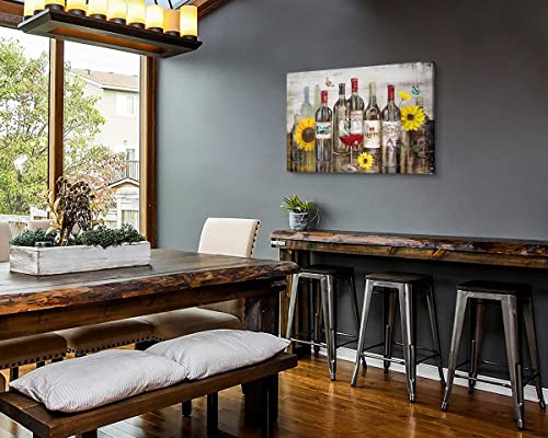 Canvas Wall Art Kitchen Wall Decor Dining Room Sunflower Decor Modern Farmhouse Decor Wine Bar Prints 36" X 24" Paintings Wall Decorations For Living Room Home Office Pictures Large Artwork For Walls #TOP1