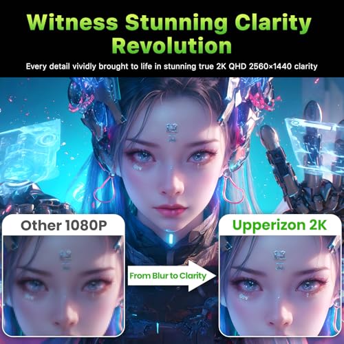 Image of Upperizon Portable Monitor 18.5 inch 2K QHD 120% sRGB 120Hz IPS HDR HDMI USB-C Travel Monitor for Laptop MacBook PC Surface PS5 Xbox, Large External Display with Kickstand & Speakers, VESA Compatible