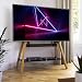 AVF Hoxton Quad TV Stand - Up to 86" Screens, 4 Leg Floorstand Unit, Real Wood Legs Glass Shelf & Soundbar Strap, Universal VESA, 50kg, (Light Wood)