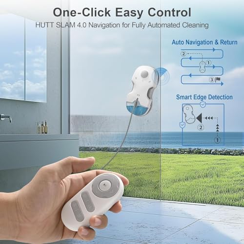 Image of HUTT S7 Window Cleaning Robot, 6500Pa Suction, 3D Floating Chassis, HydroJet Water Spray 80ml Tank, Multiple Safety Systems, SLAM 4.0 Navigation, 8 x Cloths, All-in-One Storage Box