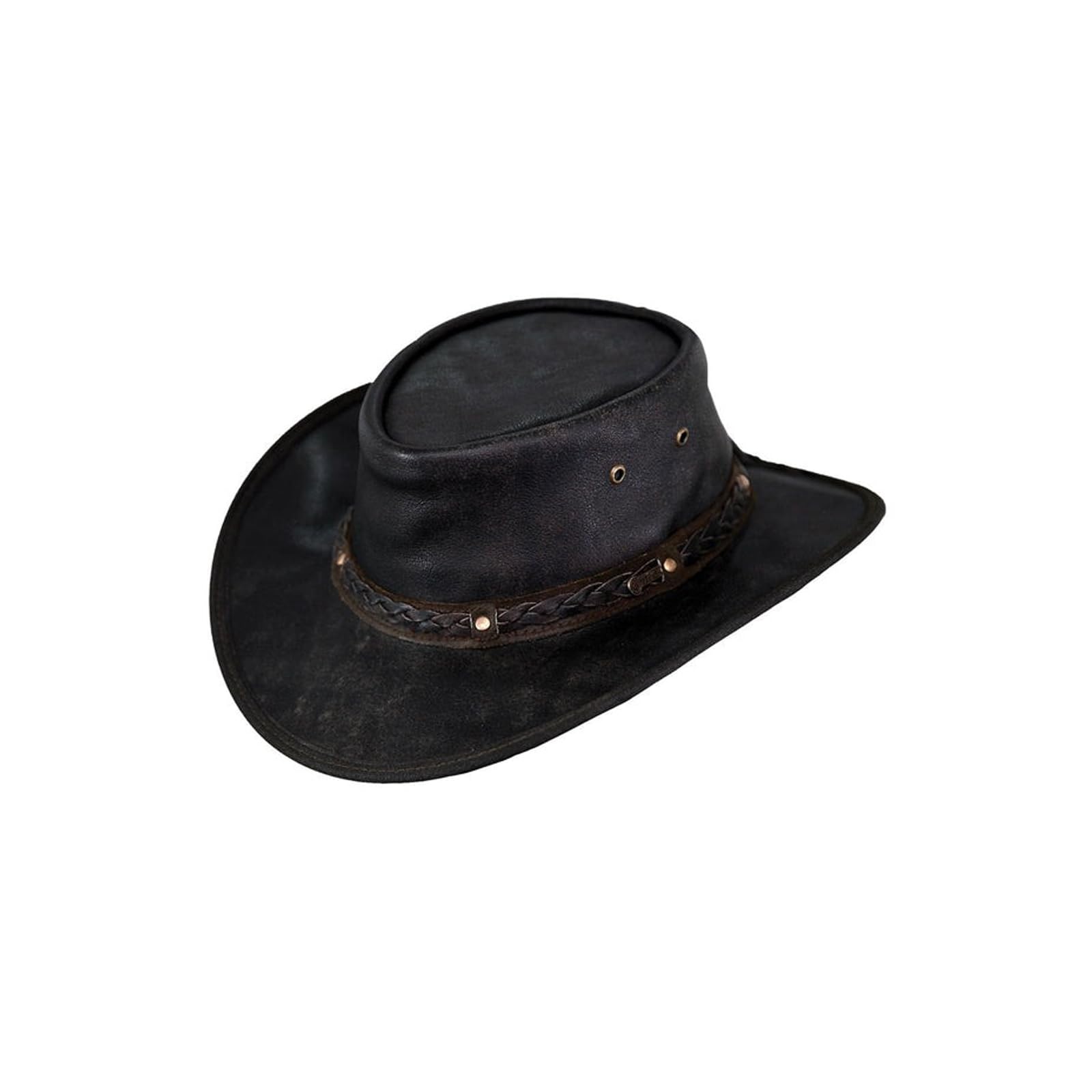 Outback TradingMen's 1377 Iron Bark UPF 50 Breathable Crushable Leather Western Cowboy Hat