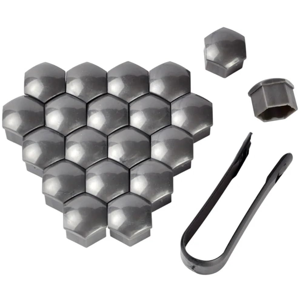 LOCKLGFMCZ Car Styling Tyre Wheel Hub Covers 20pcs Nuts 17mm Nut Caps Dust Proof Exterior Decoration(Seize If Grey)
