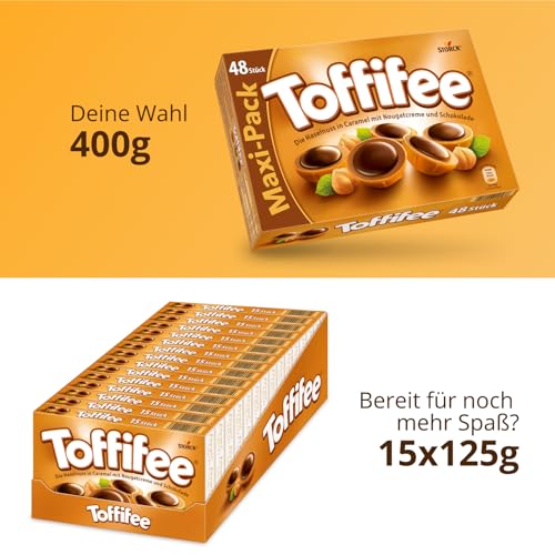 Toffifee – 1 x 400 g Maxi-Pack – Haselnuss in Karamell mit Nougatcreme und Schokolade – ideal zum gemeinsamen Naschen und Teilen