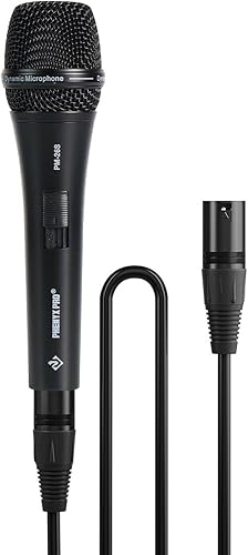 Phenyx Pro Micrófono vocal, micrófono dinámico supercardioide con cable XLR de 16.4 pies, clip de micrófono, bolsa de almacenamiento, micrófono de