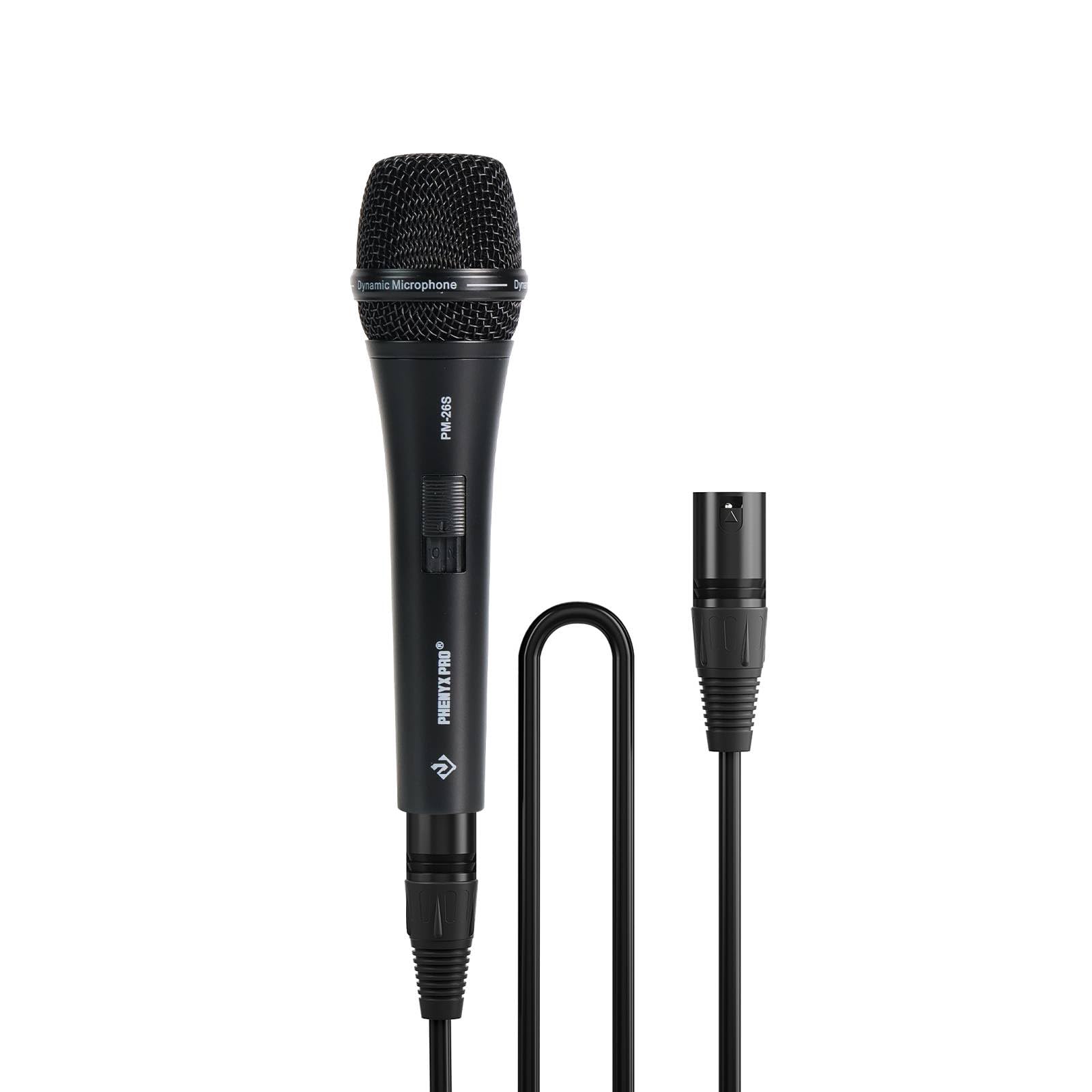 Photo 1 of Phenyx Pro Vocal Microphone, Supercardioid Dynamic Mic with 16.4 ft XLR Cable, Mic Clip, Storage Bag, Wired Handheld Microphone for Singing, Stage, Studio, Karaoke (PM-26S)