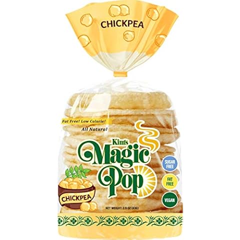 Kim's Magic Pop Freshly Popped Rice Cakes | Keto, Vegan | Chickpea Flavor | 12 Bags | 15 Cakes per Bag | Low Carb, Sugar Free, Fat Free, Natural, Multigrain Korean Snack | Easy Bread, Chip, Cracker Replacement Cover