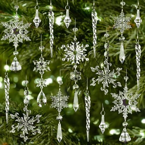 BOFUNX 18pcs Acryl Eiszapfen Schneeflocke Eistropfen Anhänger...