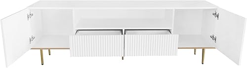 Miniatura 97 de LUMISOL Soporte de TV moderno para TV de 75 pulgadas + consola de TV con armarios de puerta de cristal, centro de entretenimiento de madera con