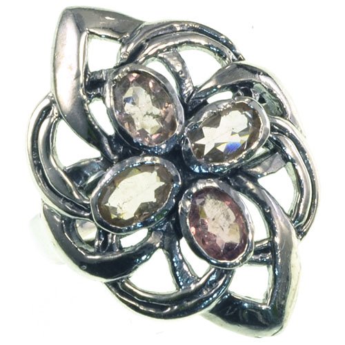 Anillo de plata 925 con zafiro Songea natural en talla 13