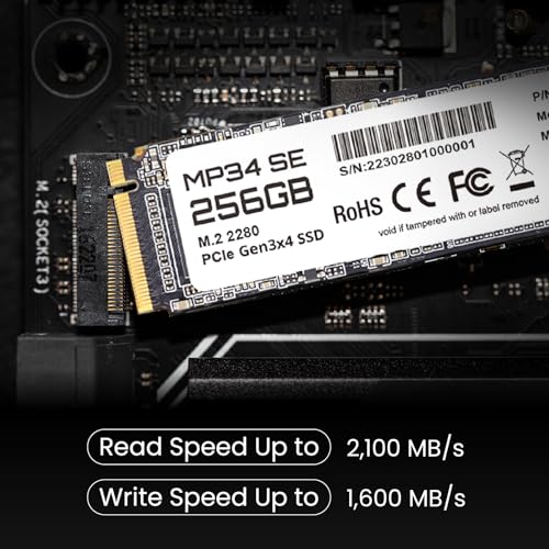 Image of MMOMENT SSD MP34 SE 256GB PCIe Gen3 NVMe M.2 2280 Internal Solid State Drive, Read Speed Up to 2100MB /s